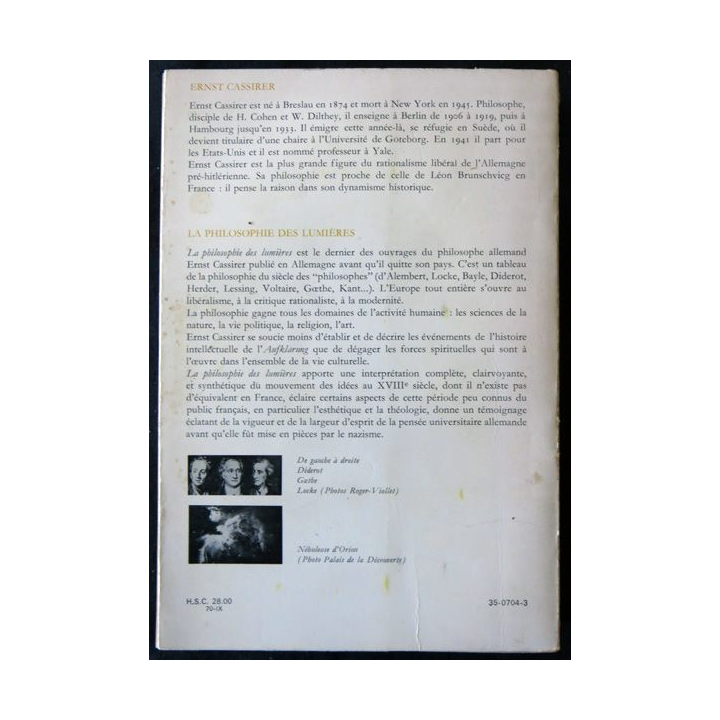 La philosophie des lumières de Ernst Cassirer aux éditions Fayard
