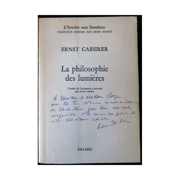 La philosophie des lumières de Ernst Cassirer aux éditions Fayard