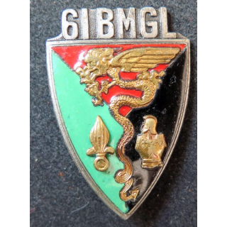 61° BMGL : insigne métallique du 61° bataillon mixte génie légion de fabrication Drago G. 2277 en émail