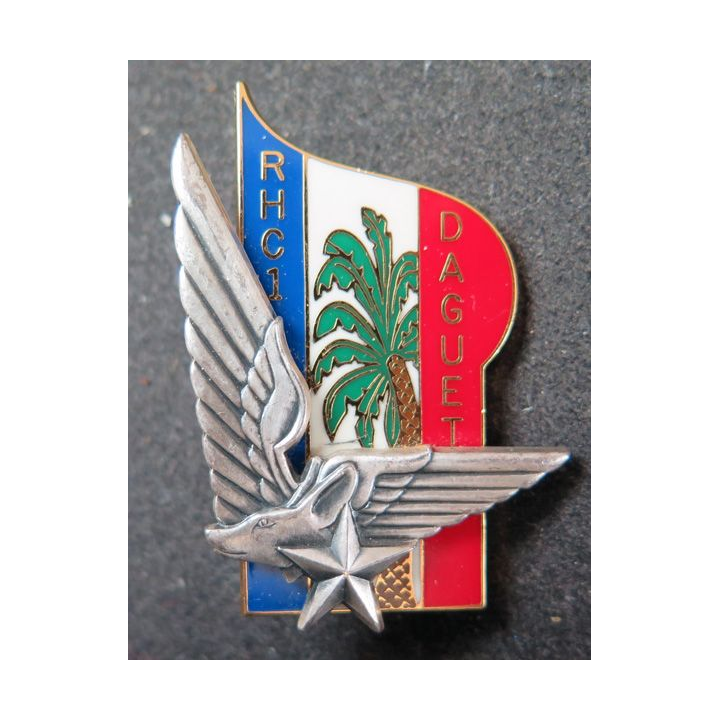 1° RHC : insigne du 1° régiment d'hélicoptères de combat opération Daguet de fabrication Balme