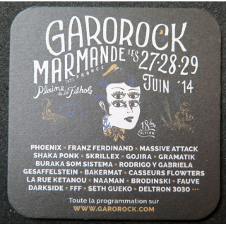 DESSOUS DE VERRE A BIÈRE Kronenbourg de largeur 9,3 cm Garorock Marmande