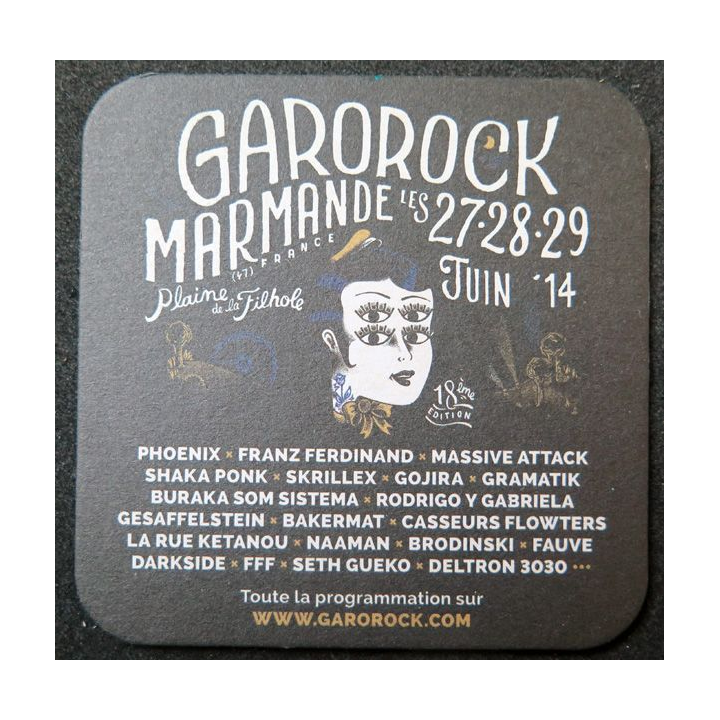 DESSOUS DE VERRE A BIÈRE Kronenbourg de largeur 9,3 cm Garorock Marmande
