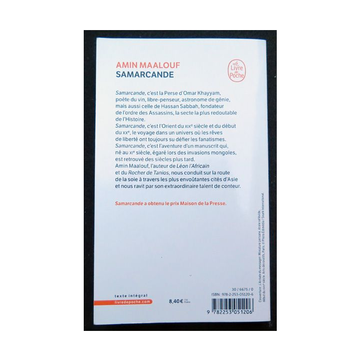 Samarcande de Amin Maalouf de l'Académie Française livre de poche