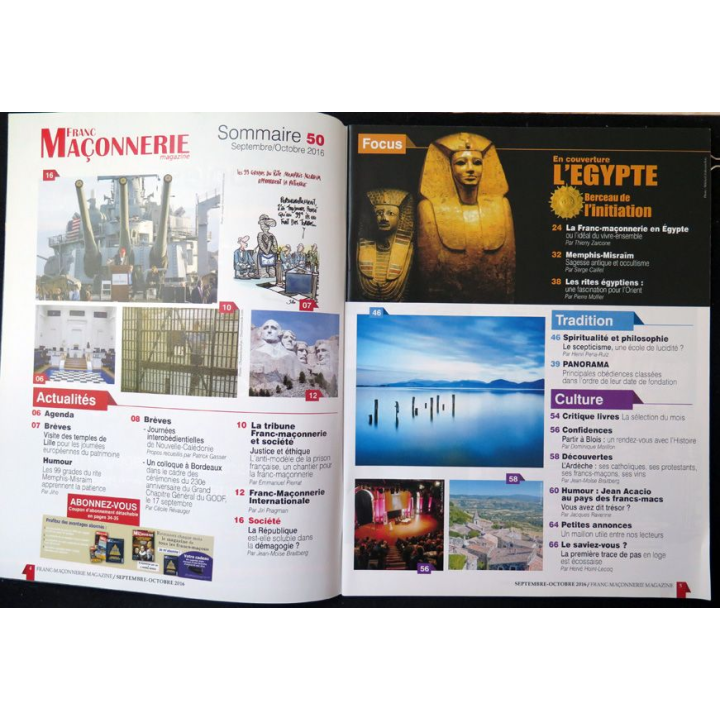 FRANC-MAÇONNERIE Magazine n° 50 2016 L'Egypte berceau de l'initiation