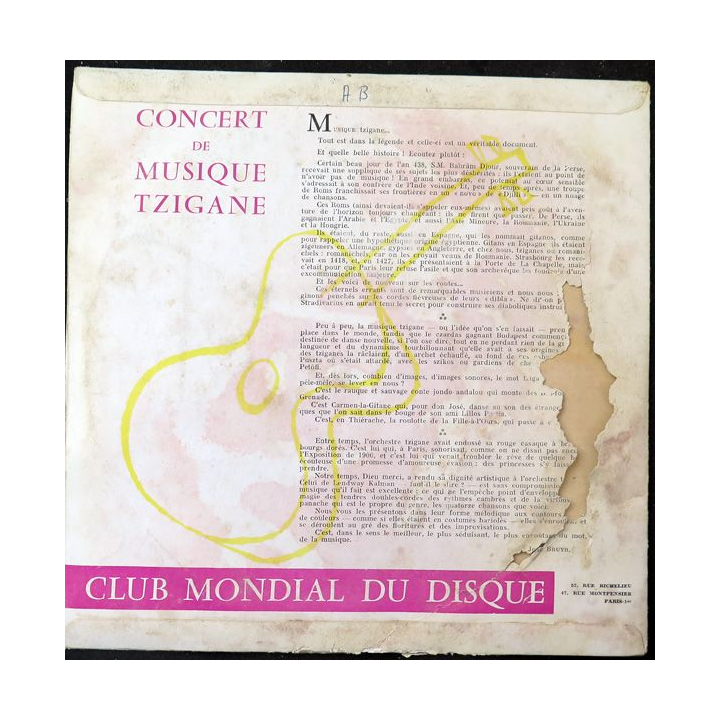 Disque 33 Tours Musique Tzigane Lendway Kalman 