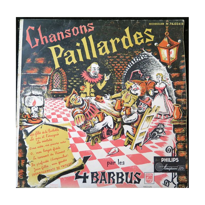 Disque 33 Tours Chansons paillardes par les 4 barbus