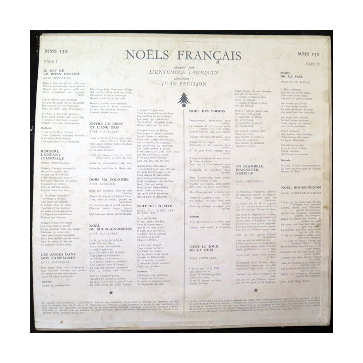 Disque 33 Tours Noëls Français par l'ensemble Jannequin