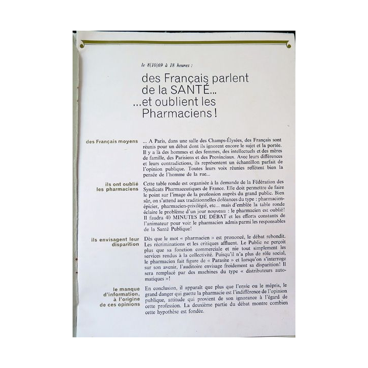 Disque 33 Tours Pharmaciens : les parents pauvres de la santé publique