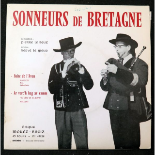Disque 45 Tours Sonneurs de Bretagne Pierre Le Beuz et Hervé Le Meur