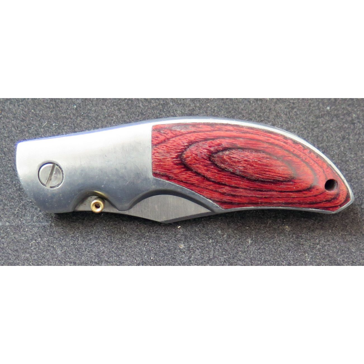 Couteau à cran d'arrêt en acier inoxydable manche en bois ? longueur repliée 10 cm