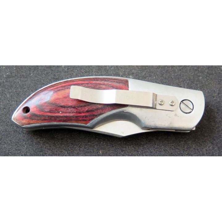 Couteau à cran d'arrêt en acier inoxydable manche en bois ? longueur repliée 10 cm