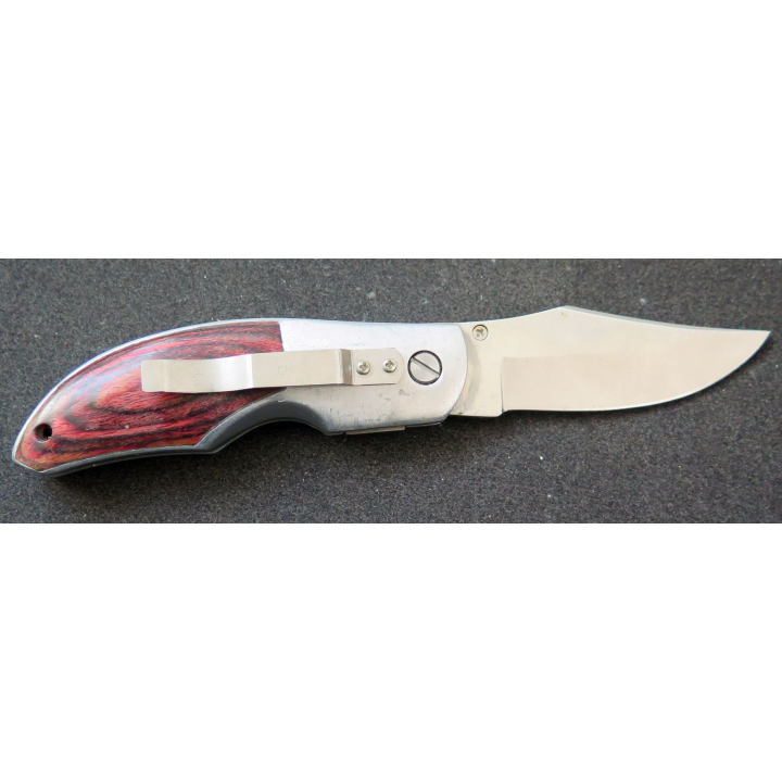 Couteau à cran d'arrêt en acier inoxydable manche en bois ? longueur repliée 10 cm