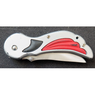 Couteau à cran d'arrêt en acier inoxydable manche en métal et caoutchouc longueur repliée 10,5 cm