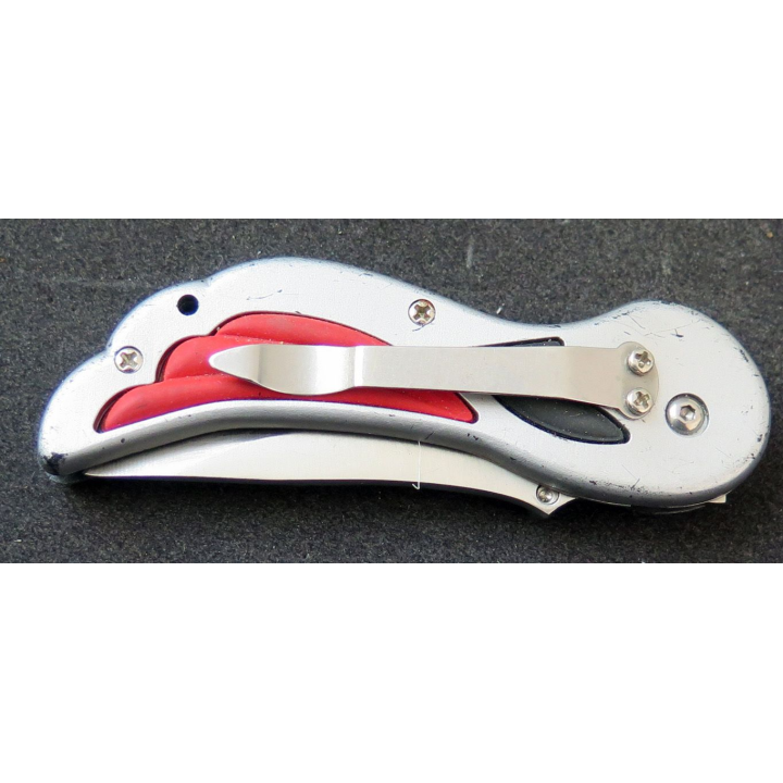 Couteau à cran d'arrêt en acier inoxydable manche en métal et caoutchouc longueur repliée 10,5 cm