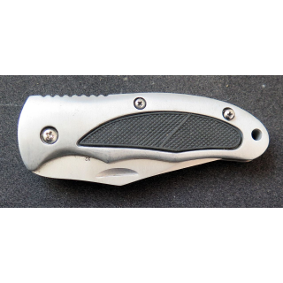 Couteau à cran d'arrêt en acier inoxydable manche en métal et caoutchouc longueur repliée 11 cm