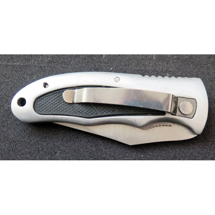 Couteau à cran d'arrêt en acier inoxydable manche en métal et caoutchouc longueur repliée 11 cm
