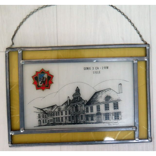 Vitrail 20 x 29 cm du génie du 3° Corps d'Armée 2° région militaire de Lille
