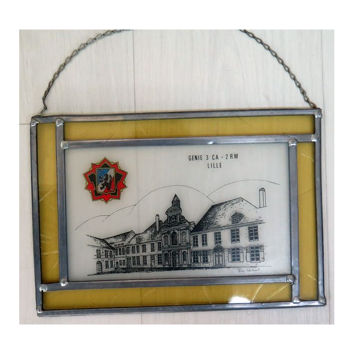 Vitrail 20 x 29 cm du génie du 3° Corps d'Armée 2° région militaire de Lille