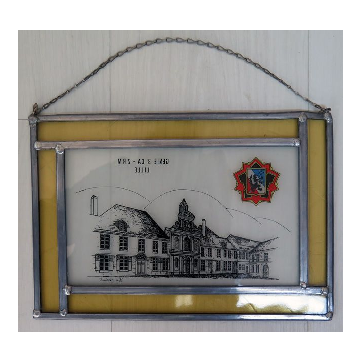 Vitrail 20 x 29 cm du génie du 3° Corps d'Armée 2° région militaire de Lille