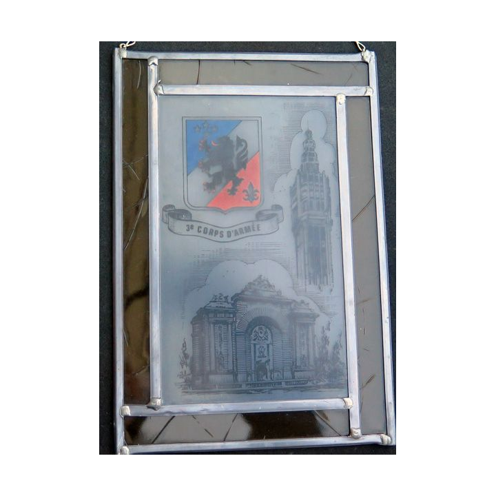 Vitrail 20 x 29 cm du 3° Corps d'Armée 2° région militaire de Lille