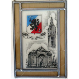 Vitrail 20 x 29 cm du 3° Corps d'Armée 2° région militaire de Lille