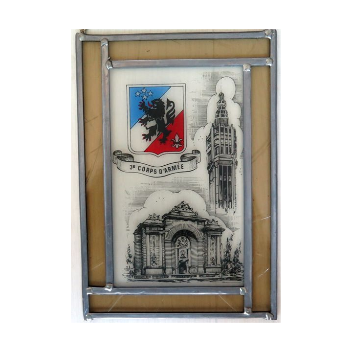 Vitrail 20 x 29 cm du 3° Corps d'Armée 2° région militaire de Lille