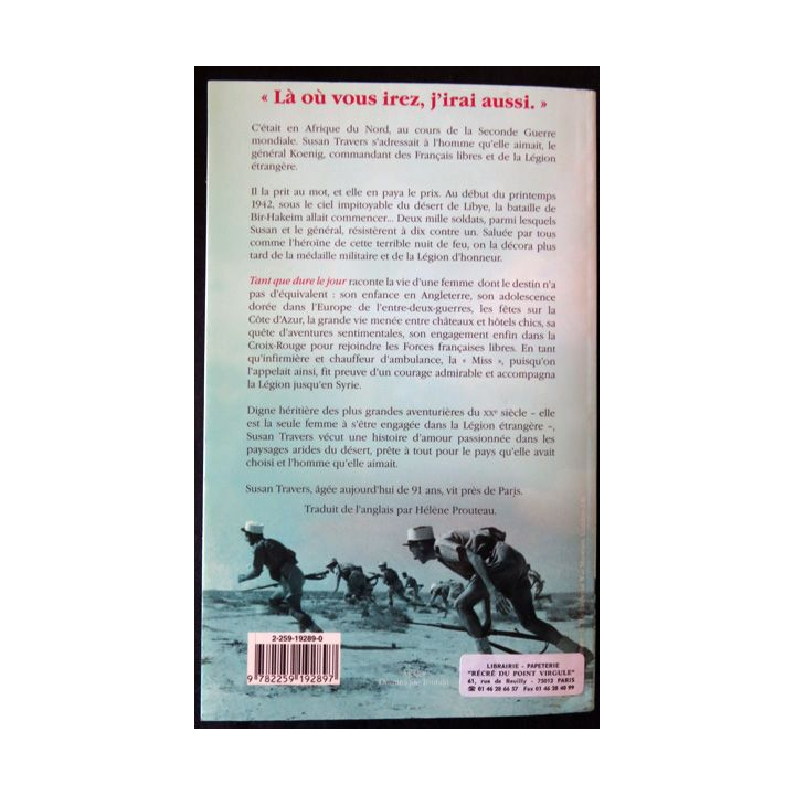 Tant que dure le jour de Susan Travers aux éditions Plon