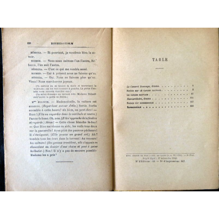 Le canard sauvage Romersholm de Henrik Ibsen Librairie académique Perrin 1946