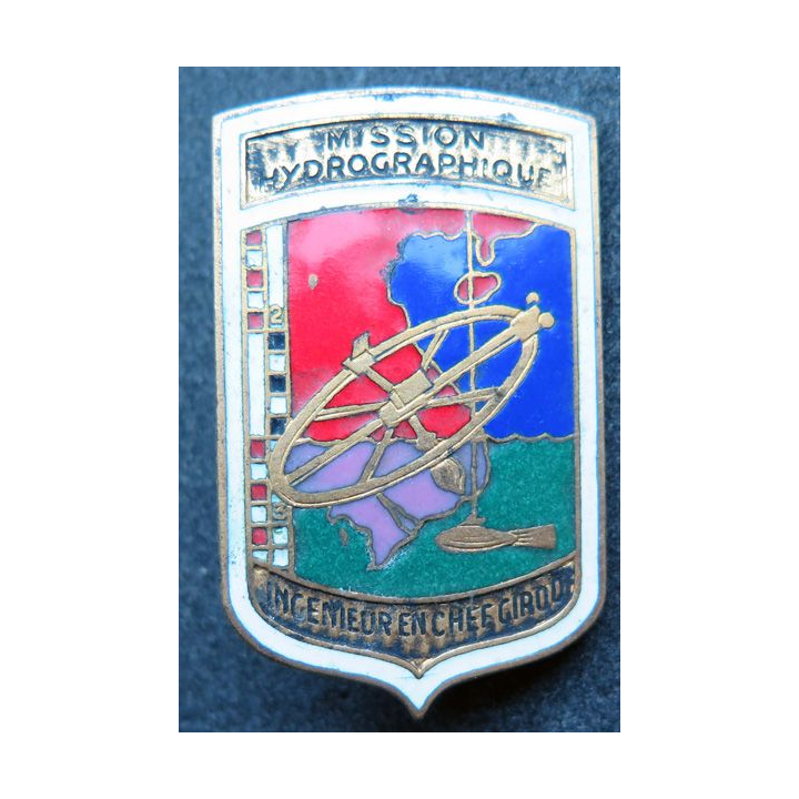 IC GIROD:  Insigne de la mission Hydrographique l'Ingénieur en Chef Girod  Drago Béranger en émail