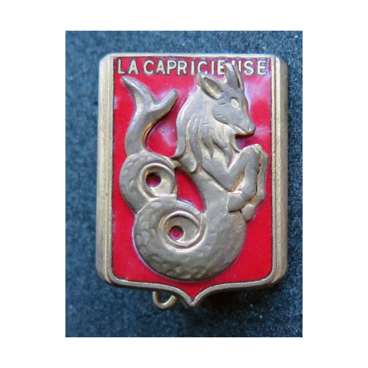 LA CAPRICIEUSE :  insigne de l'Aviso Dragueur La Capricieuse Drago Olivier Métra en émail