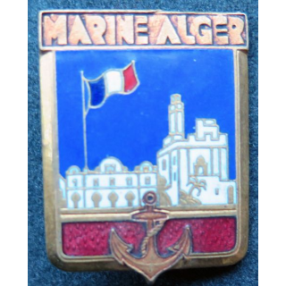 MARINE ALGER : insigne de la Marine à Alger Courtois en émail