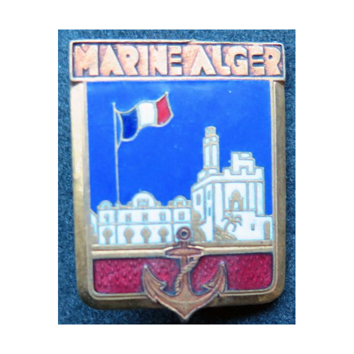 MARINE ALGER : insigne de la Marine à Alger Courtois en émail