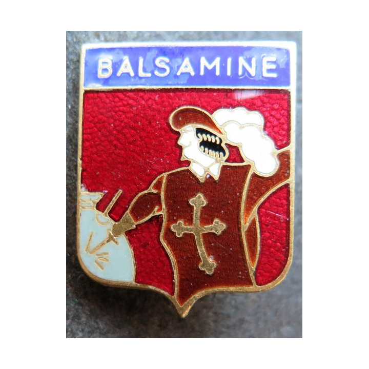 BALSAMINE : insigne du Dragueur Balsamine Augis en émail