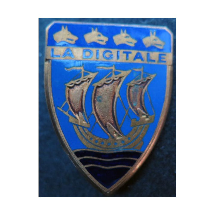 LA DIGITALE : insigne du Dragueur la Digitale Courtois en émail