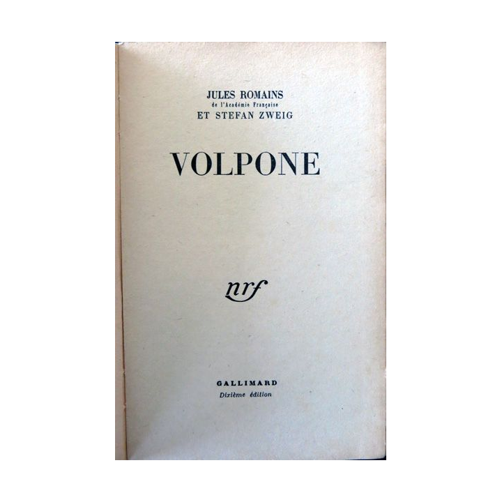 Volpone de Jules Romains & Stéfan Zweig aux éditions Gallimard 1950