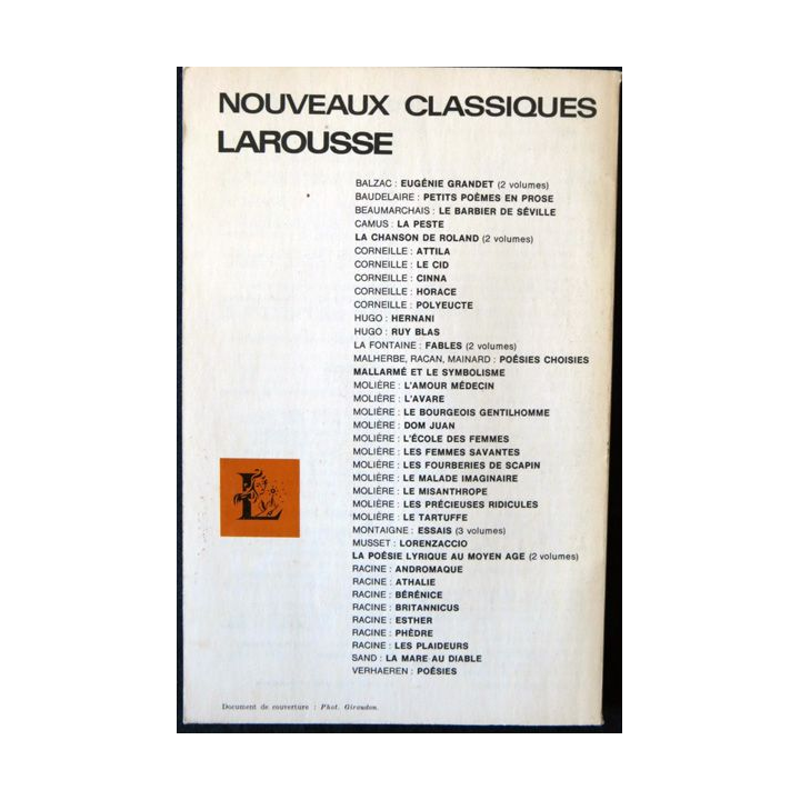 Racine : Athalie Par Michel Autrand Editions Nouveaux classiques Larousse