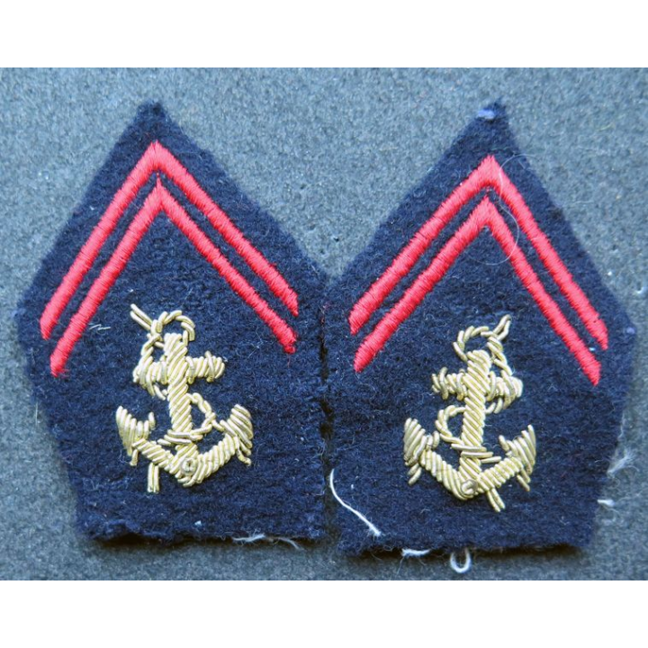 Paire de soutaches (insignes de col) de l'Infanterie de Marine en cannetille