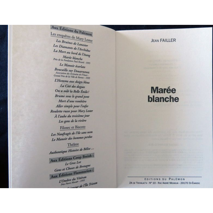Marée blanche - une enquête de Mary Lester de Jean Failler aux éditions du Palémon