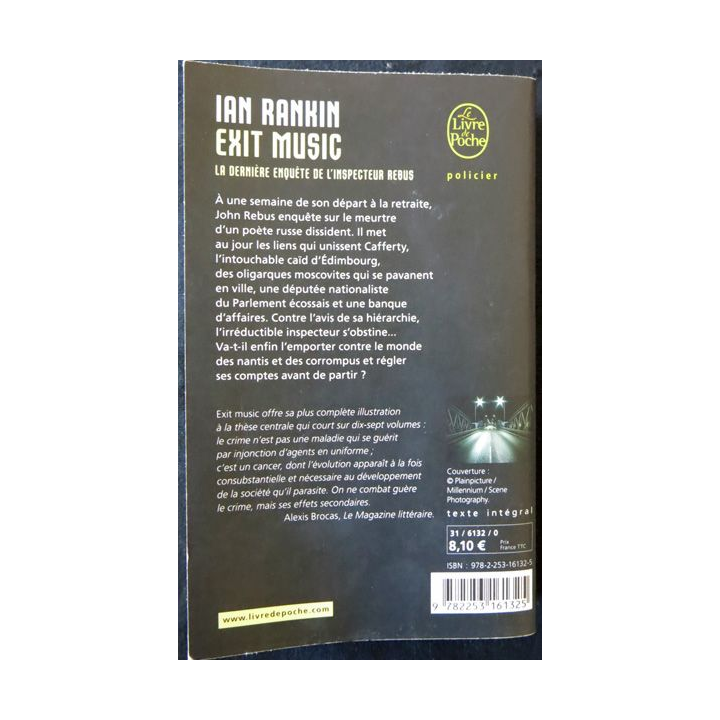 Exit music - la dernière enquête de l'inspecteur Rebus de Ian Rankin aux éditions Le Livre de Poche