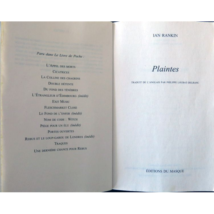 Plaintes de Ian Rankin aux éditions Le Livre de Poche