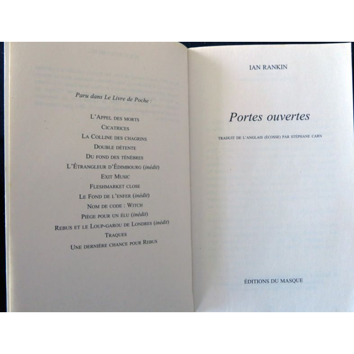 Portes ouvertes de Ian Rankin aux éditions Le Livre de Poche