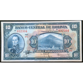 BOLIVIE : Billet de banque de 10 bolivianos 