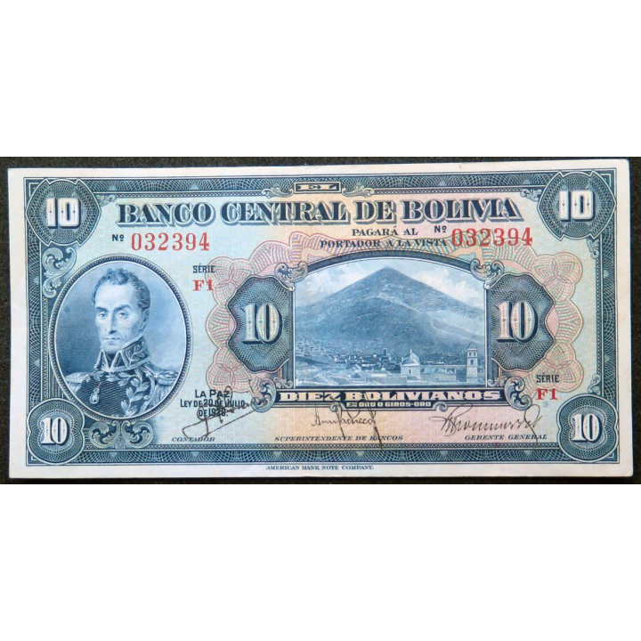 BOLIVIE : Billet de banque de 10 bolivianos 