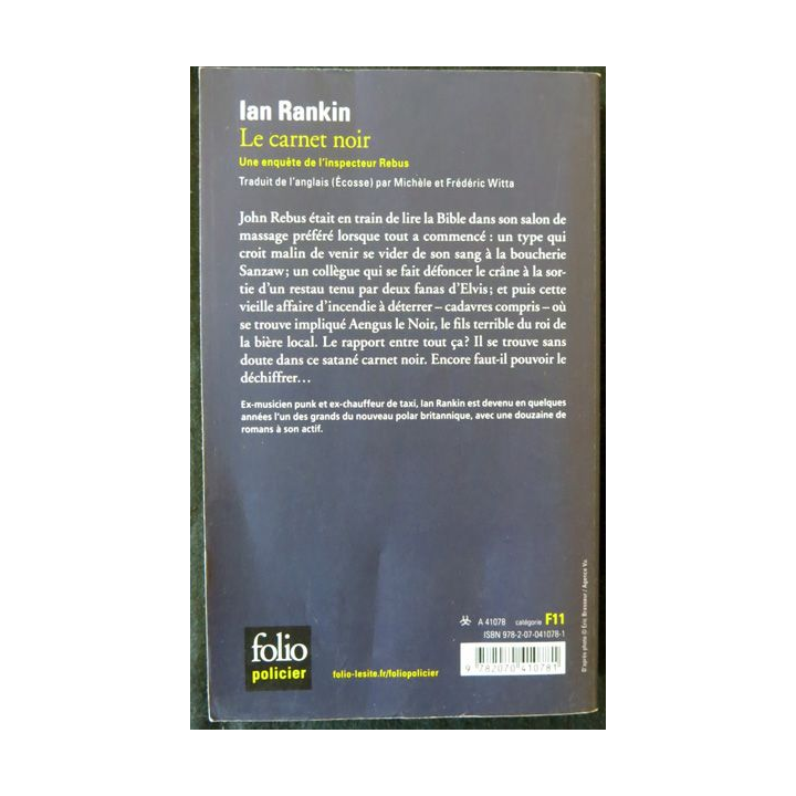 Le carnet noir - une enquête de l'inspecteur Rebus de Ian Rankin aux éditions Gallimard Folio Policier