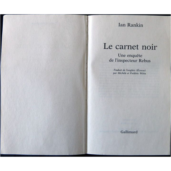 Le carnet noir - une enquête de l'inspecteur Rebus de Ian Rankin aux éditions Gallimard Folio Policier