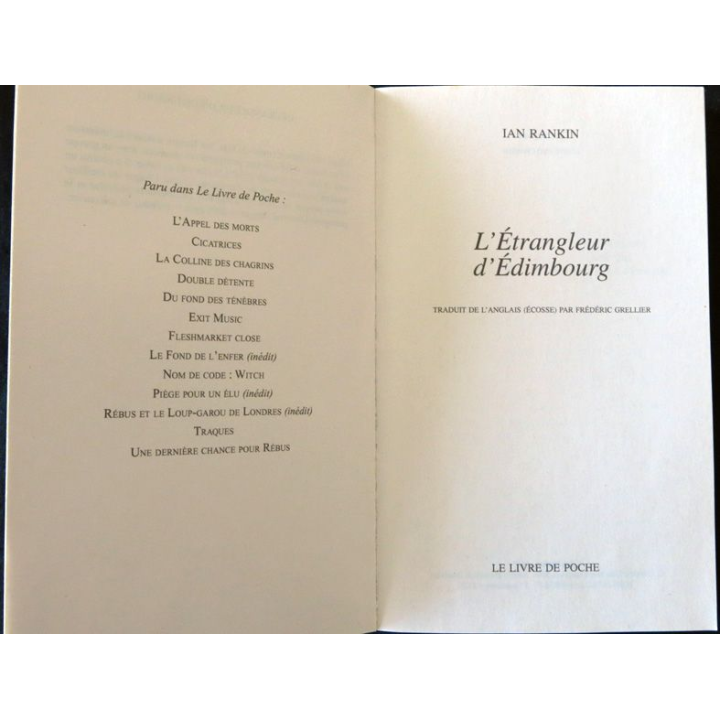 L'étrangleur d'Edimourg  de Ian Rankin aux éditions Le Livre de Poche
