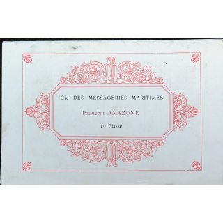 Carte des tarifs des vins fins  du Paquebot Amazone 1° classe début années 1900