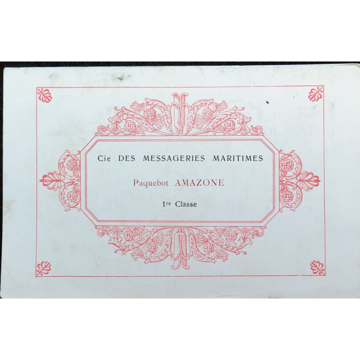 Carte des tarifs des vins fins  du Paquebot Amazone 1° classe début années 1900