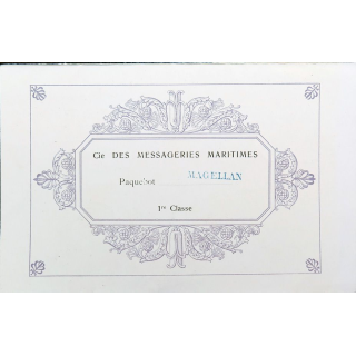 Carte des tarifs des vins fins  du Paquebot Magellan 1° classe début années 1900