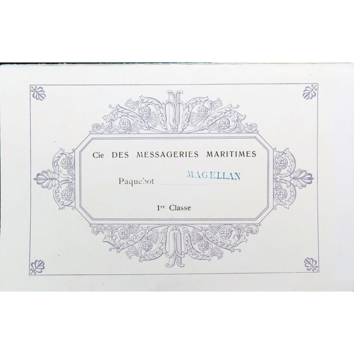 Carte des tarifs des vins fins  du Paquebot Magellan 1° classe début années 1900